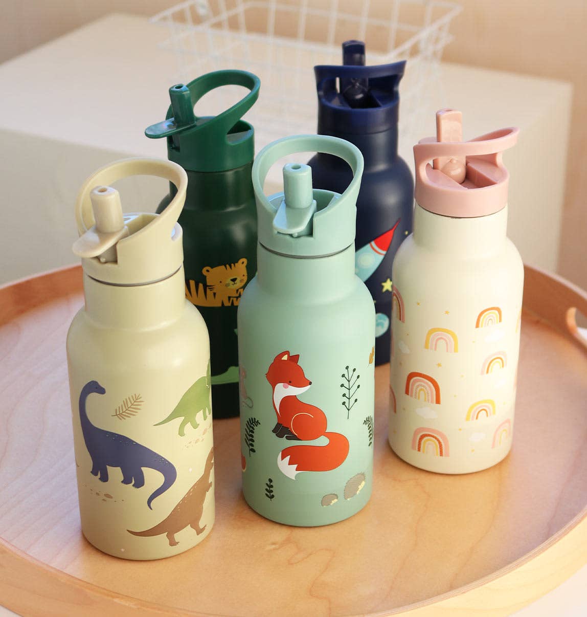 Botella de agua y bebida de acero inoxidable para niños: Forest friends