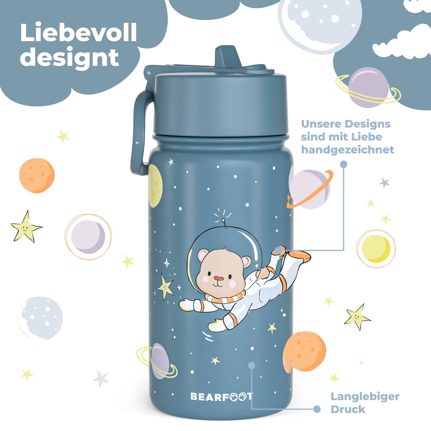 Botella térmica para niños de acero inoxidable - Astro Bear blue