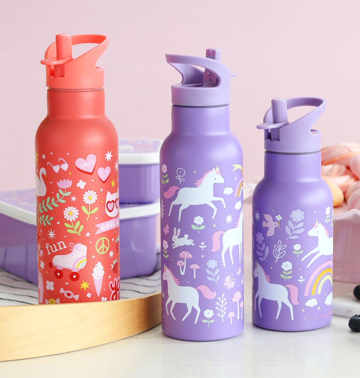 Botella de agua o bebida de acero inoxidable para niños: Unicorn dreams